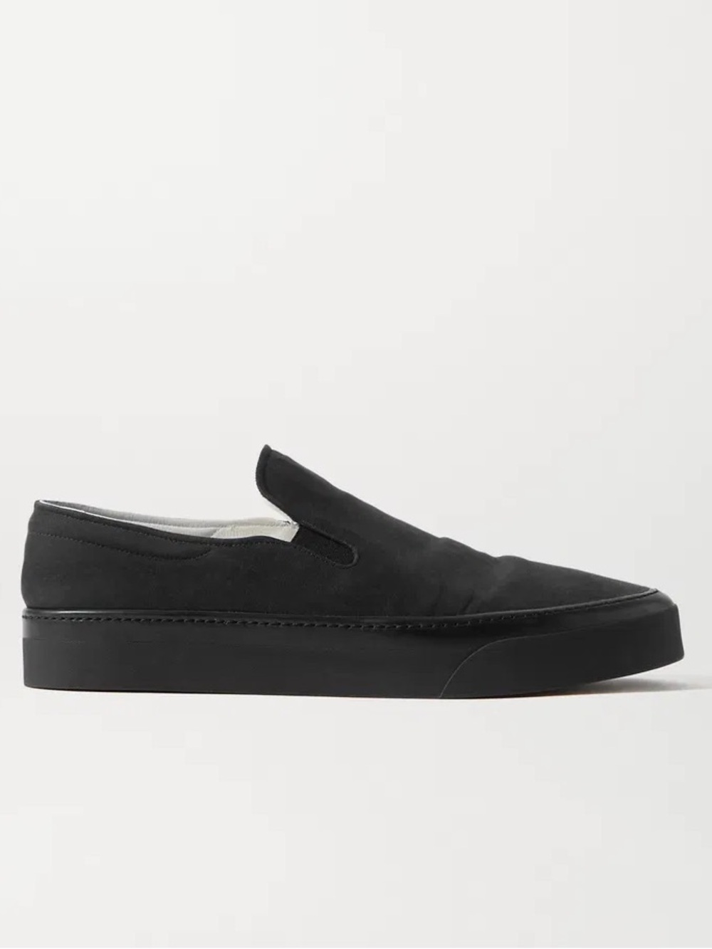 The Row Black Canvas Slip-On Sneakers